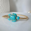 Gold Beaded and Turquoise Sea Turtle Bracelet - 3mm, 4mm, 5mm, 6mm