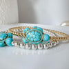 Gold Beaded and Turquoise Sea Turtle Bracelet - 3mm, 4mm, 5mm, 6mm