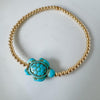 Gold Beaded and Turquoise Sea Turtle Bracelet - 3mm, 4mm, 5mm, 6mm
