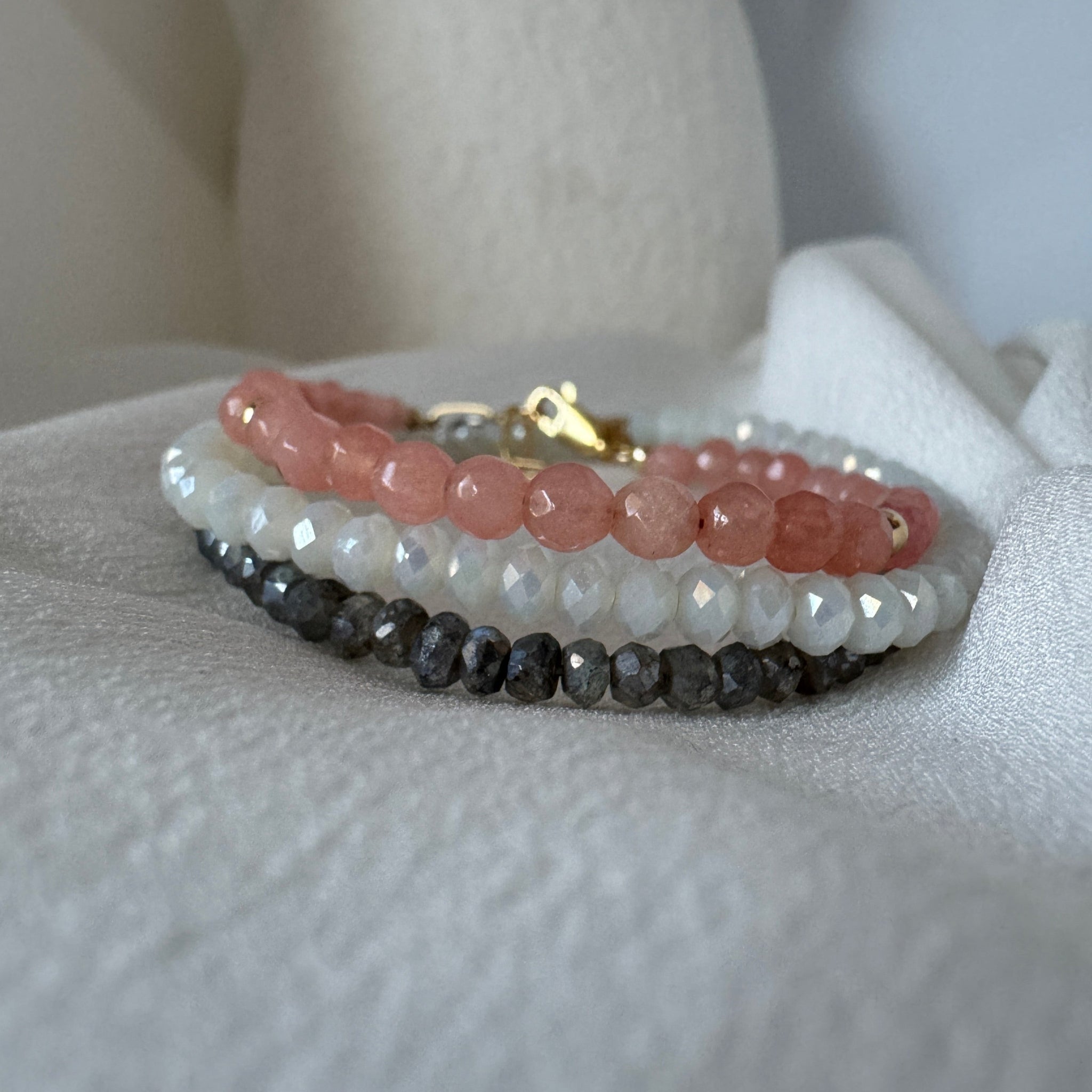 Pale Pink Natural Coral Mama and Mini Bracelets - Set or Each