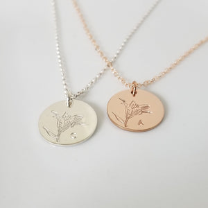 Birth Month Flower Necklace - Any Month - Gold or Rose Gold