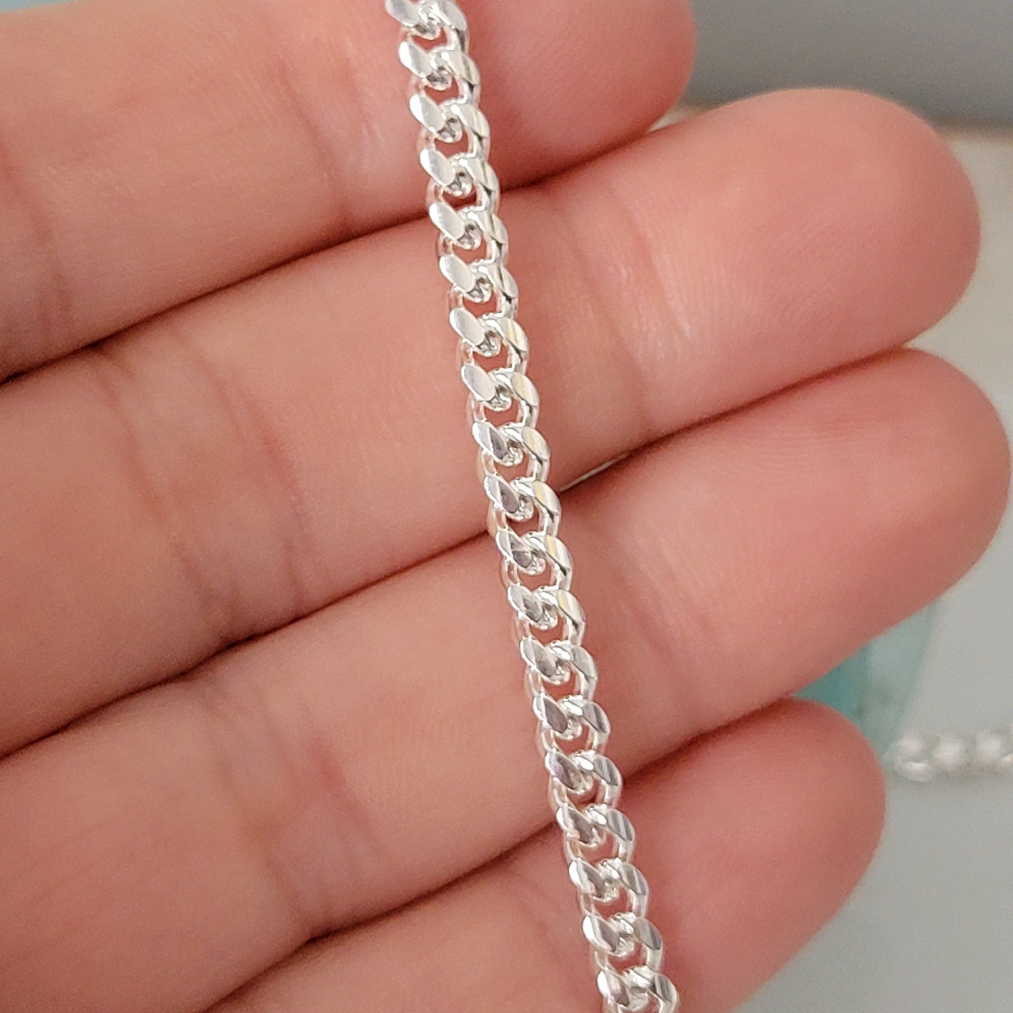 Men's Solid Silver Cuban Chain Necklace - Multiple Lengths