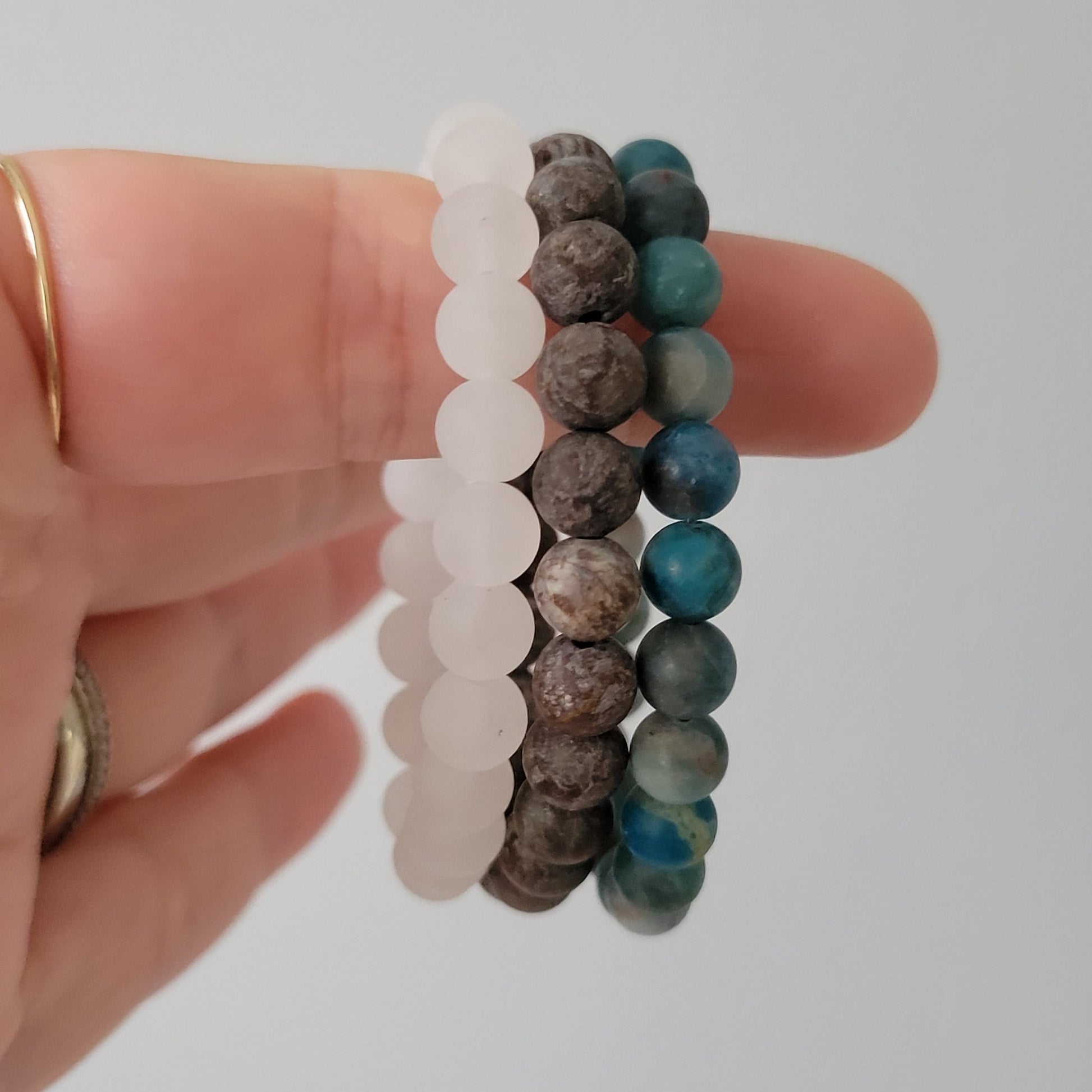 "Beach Sands" Water, Sands & Clouds Natural Stone Bead Bracelets - Set of 3 or Each