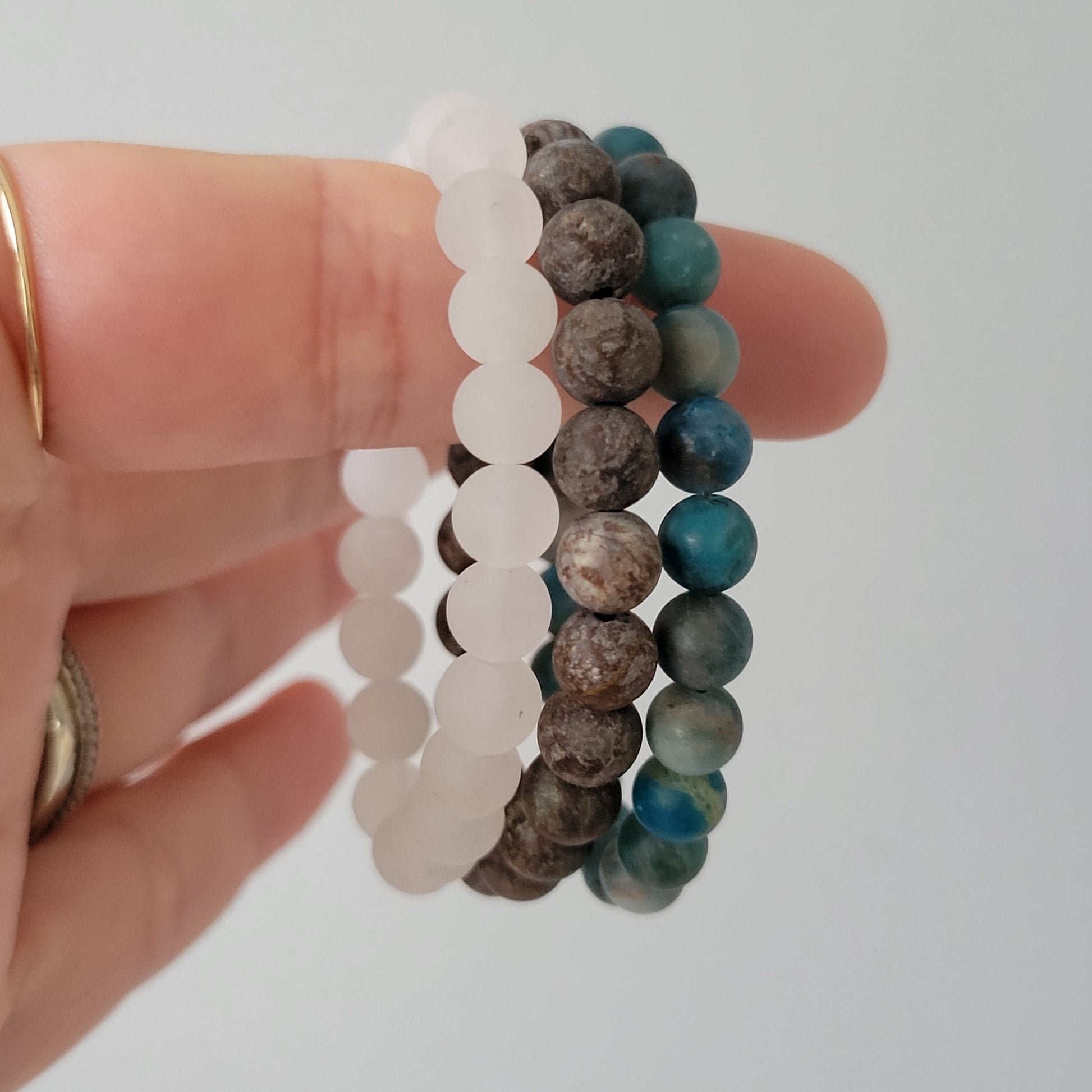 "Beach Sands" Water, Sands & Clouds Natural Stone Bead Bracelets - Set of 3 or Each