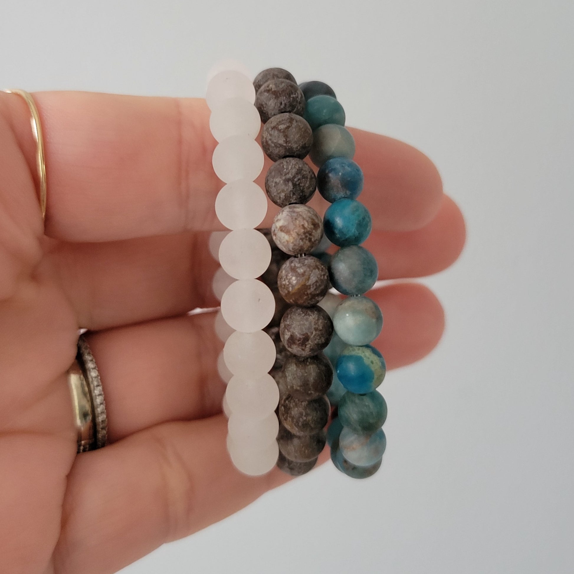 "Beach Sands" Water, Sands & Clouds Natural Stone Bead Bracelets - Set of 3 or Each