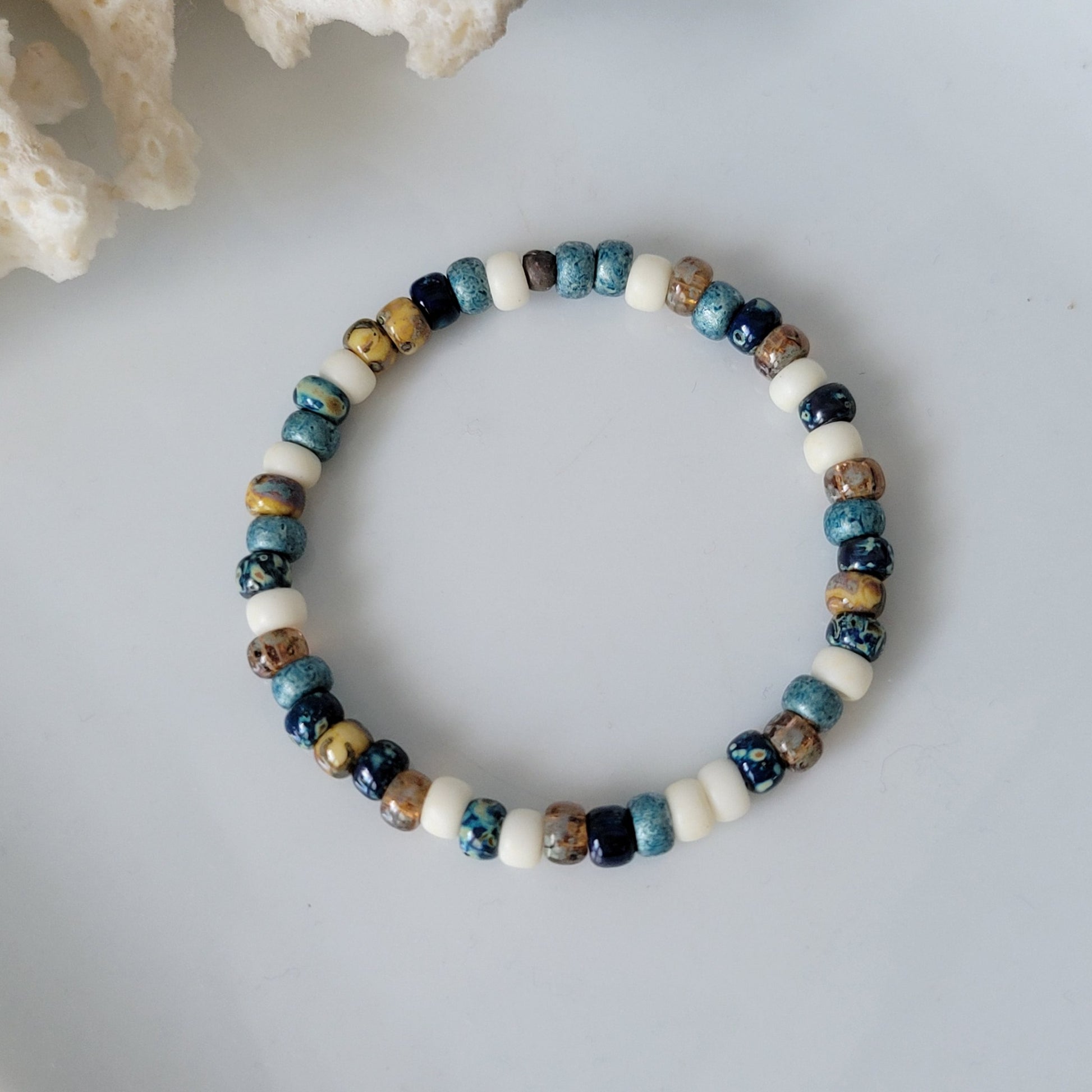 "Beach Sands" Water, Sands & Clouds Natural Stone Bead Bracelets - Set of 3 or Each