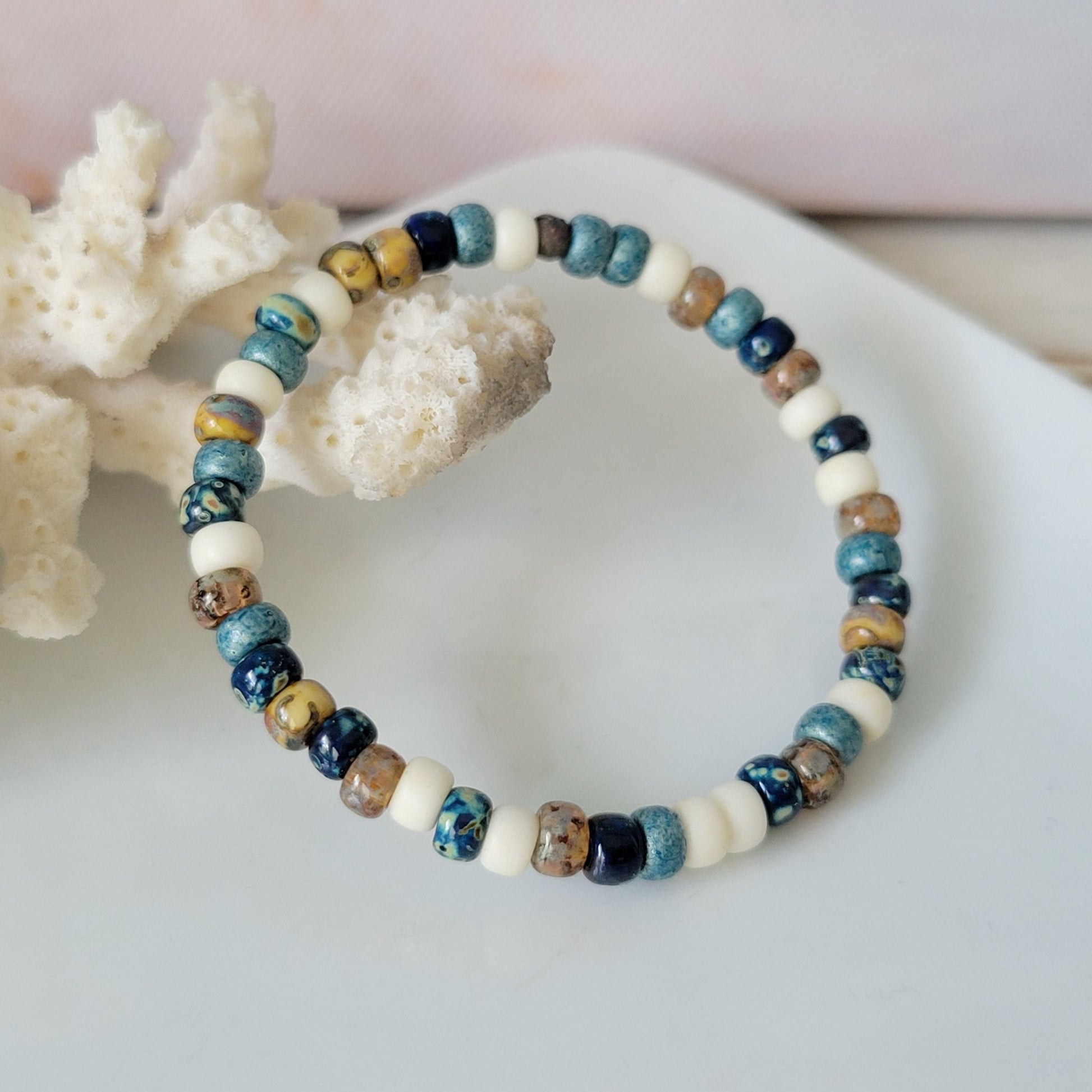"Beach Sands" Water, Sands & Clouds Natural Stone Bead Bracelets - Set of 3 or Each