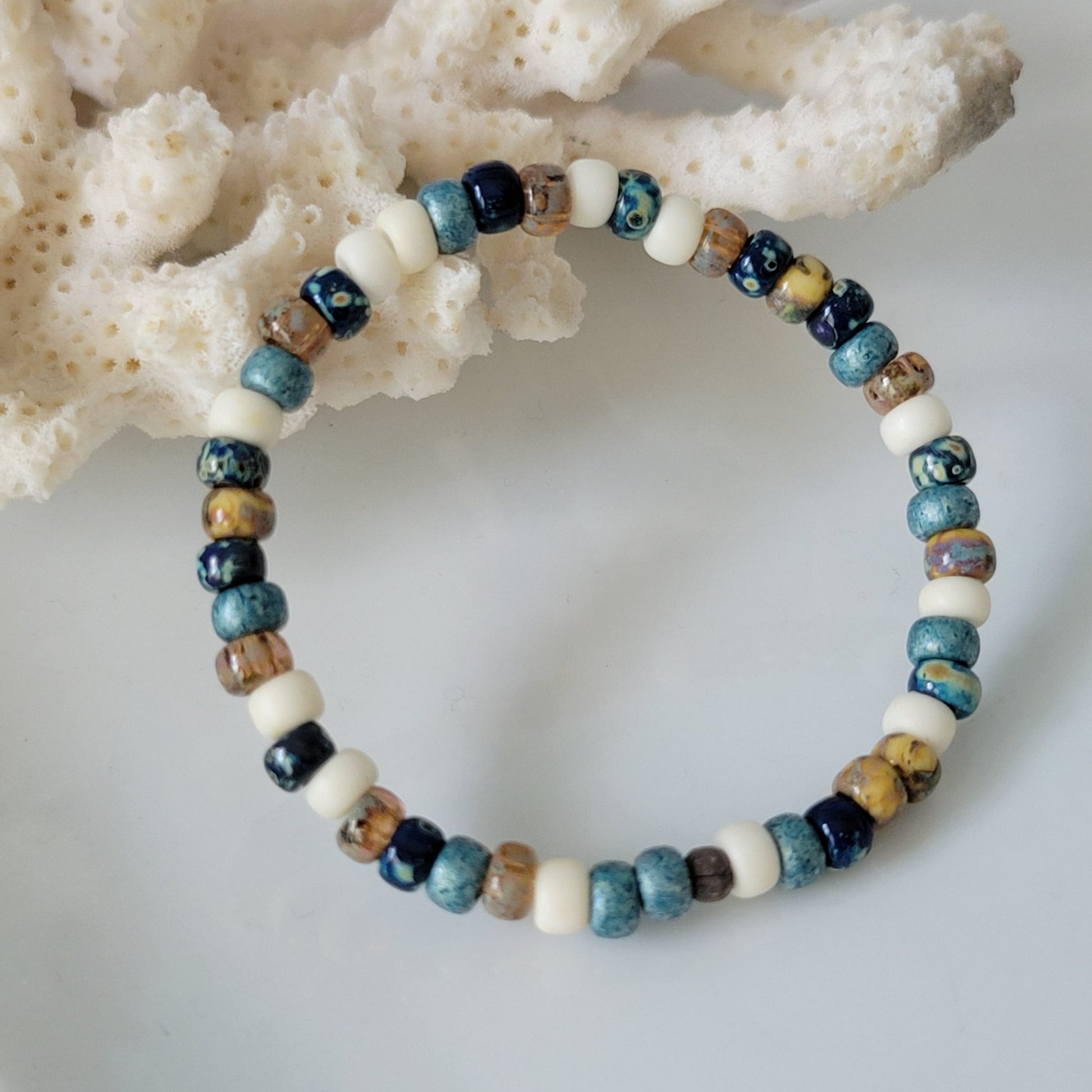"Beach Sands" Water, Sands & Clouds Natural Stone Bead Bracelets - Set of 3 or Each