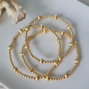 Designer Gold Beaded Layering Bracelet - 2.5mm or 3mm with 5mm Design Beads