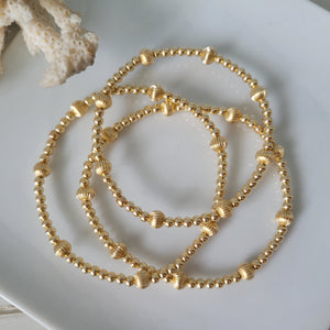 Designer Gold Beaded Layering Bracelet - 2.5mm or 3mm with 5mm Design Beads