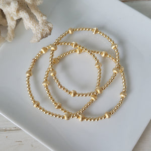 Designer Gold Beaded Layering Bracelet - 2.5mm or 3mm with 5mm Design Beads