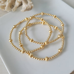 Designer Gold Beaded Layering Bracelet - 2.5mm or 3mm with 5mm Design Beads