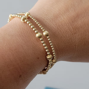 Designer Gold Beaded Layering Bracelet - 2.5mm or 3mm with 5mm Design Beads