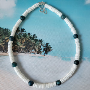 "Lil Grom" White Heishi Shell and Stone Bead Surfer Necklaces - Multiple Colors Available