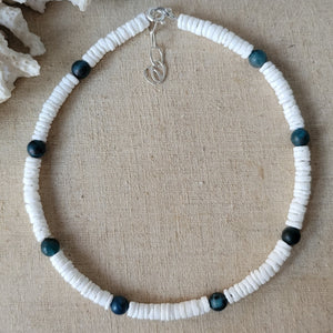 "Lil Grom" White Heishi Shell and Stone Bead Surfer Necklaces - Multiple Colors Available
