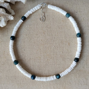 "Lil Grom" White Heishi Shell and Stone Bead Surfer Necklaces - Multiple Colors Available