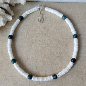 "Lil Grom" White Heishi Shell and Stone Bead Surfer Necklaces - Multiple Colors Available