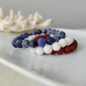 "Independence" RWB Bead Bracelets - Set of 3 or Each