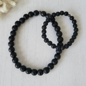 "Black Dapper" Men's Matte Onyx Stone Bead Name Bracelet - Medium 8mm Beads