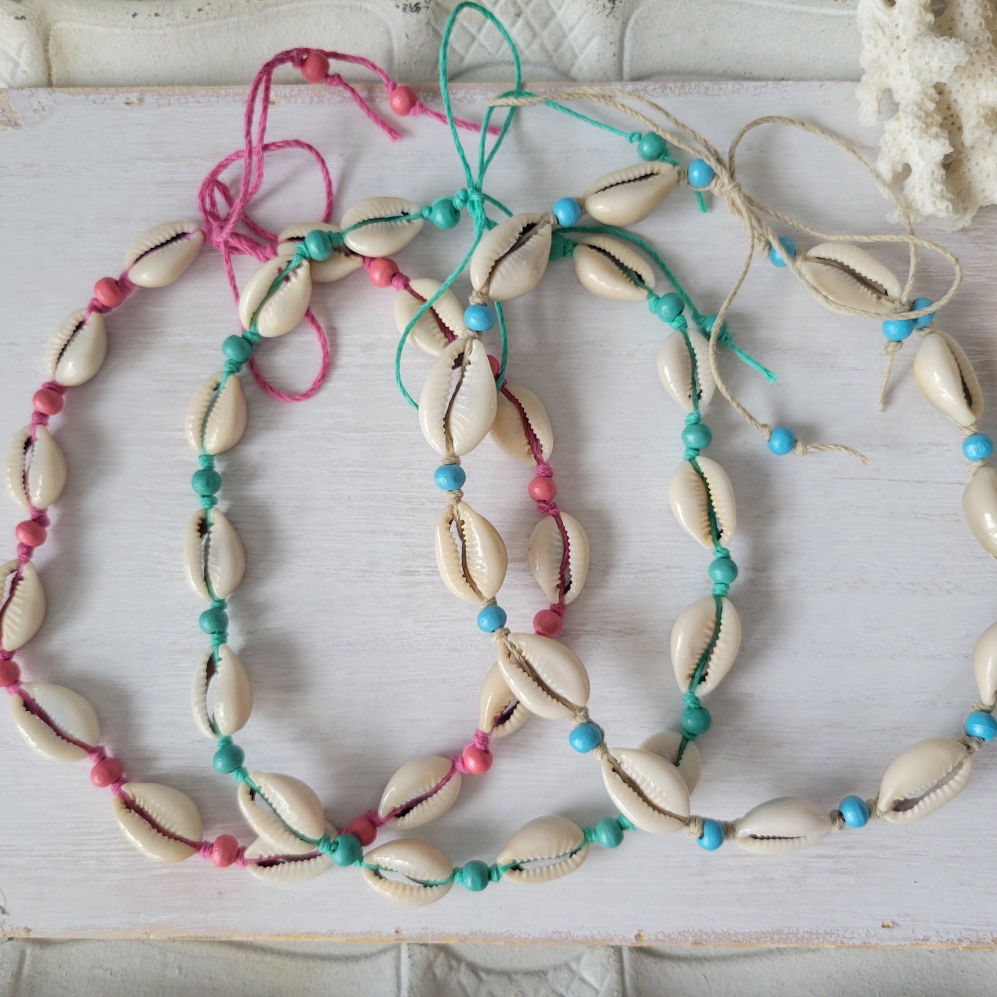 Colored Puka Shell & Bead Jewelry - Necklace, Bracelet or Anklet Options