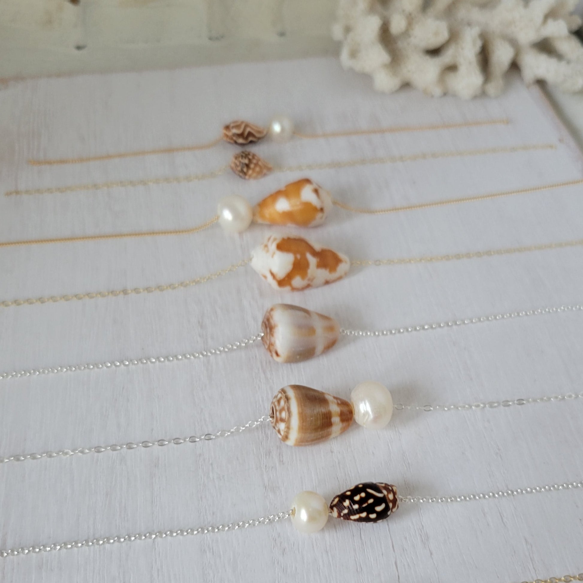 Aloha Natural Shell Necklace - Small, Med, or Large - Sterling or Gold