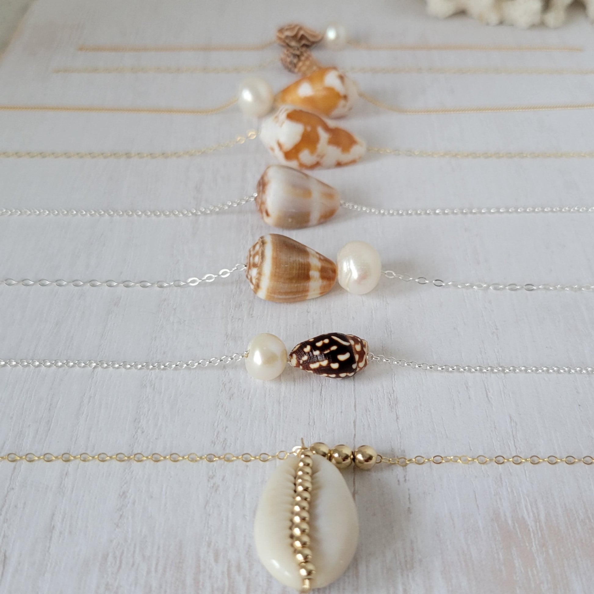 Aloha Natural Shell Necklace - Small, Med, or Large - Sterling or Gold