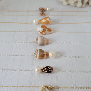 Aloha 2.0 Natural Shell and Pearl Necklace - Small, Med, or Large - Sterling or Gold