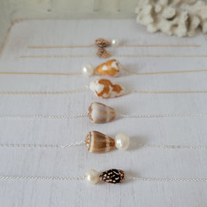 Aloha 2.0 Natural Shell and Pearl Necklace - Small, Med, or Large - Sterling or Gold