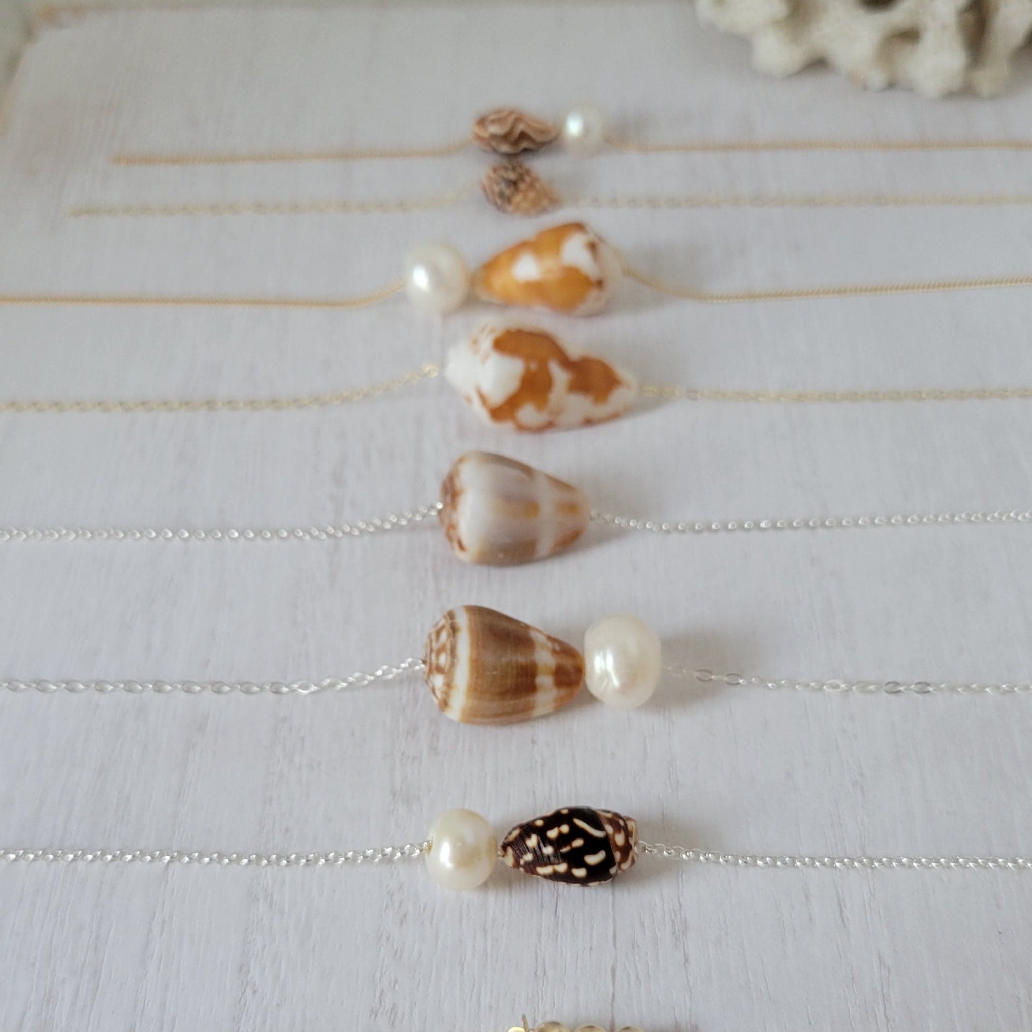Aloha Anklet - Natural Shell and Pearl - Sterling or Gold