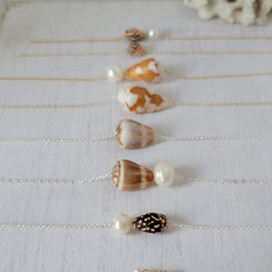 Aloha Anklet - Natural Shell and Pearl - Sterling or Gold