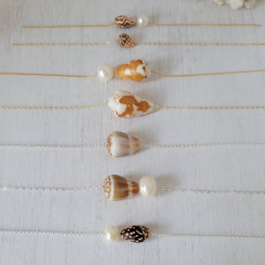 Aloha 2.0 Natural Shell and Pearl Necklace - Small, Med, or Large - Sterling or Gold