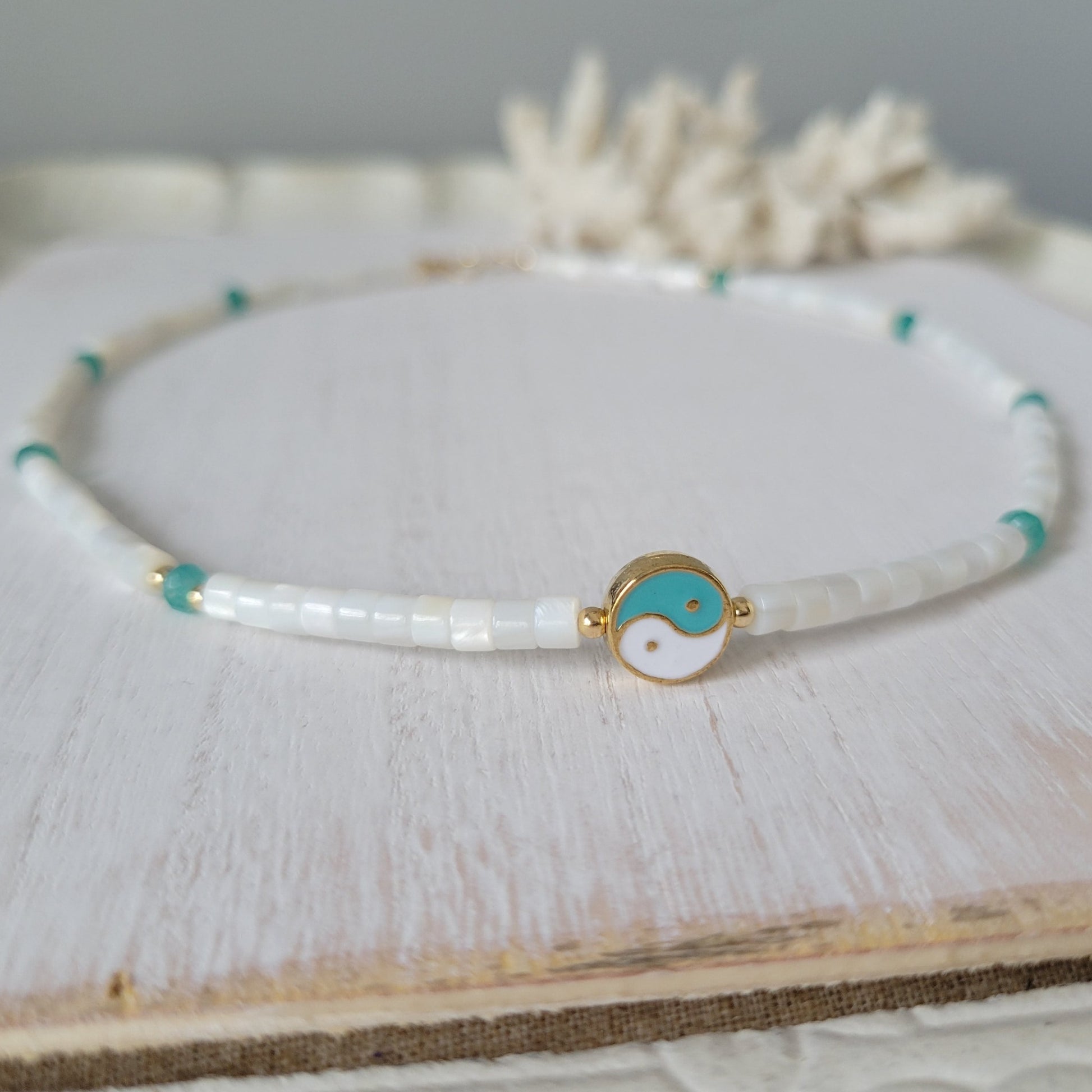 "Grommet" Heishi Shell & Crystal Girl's Surfer or Yin & Yang Necklaces - Multiple Colors Available