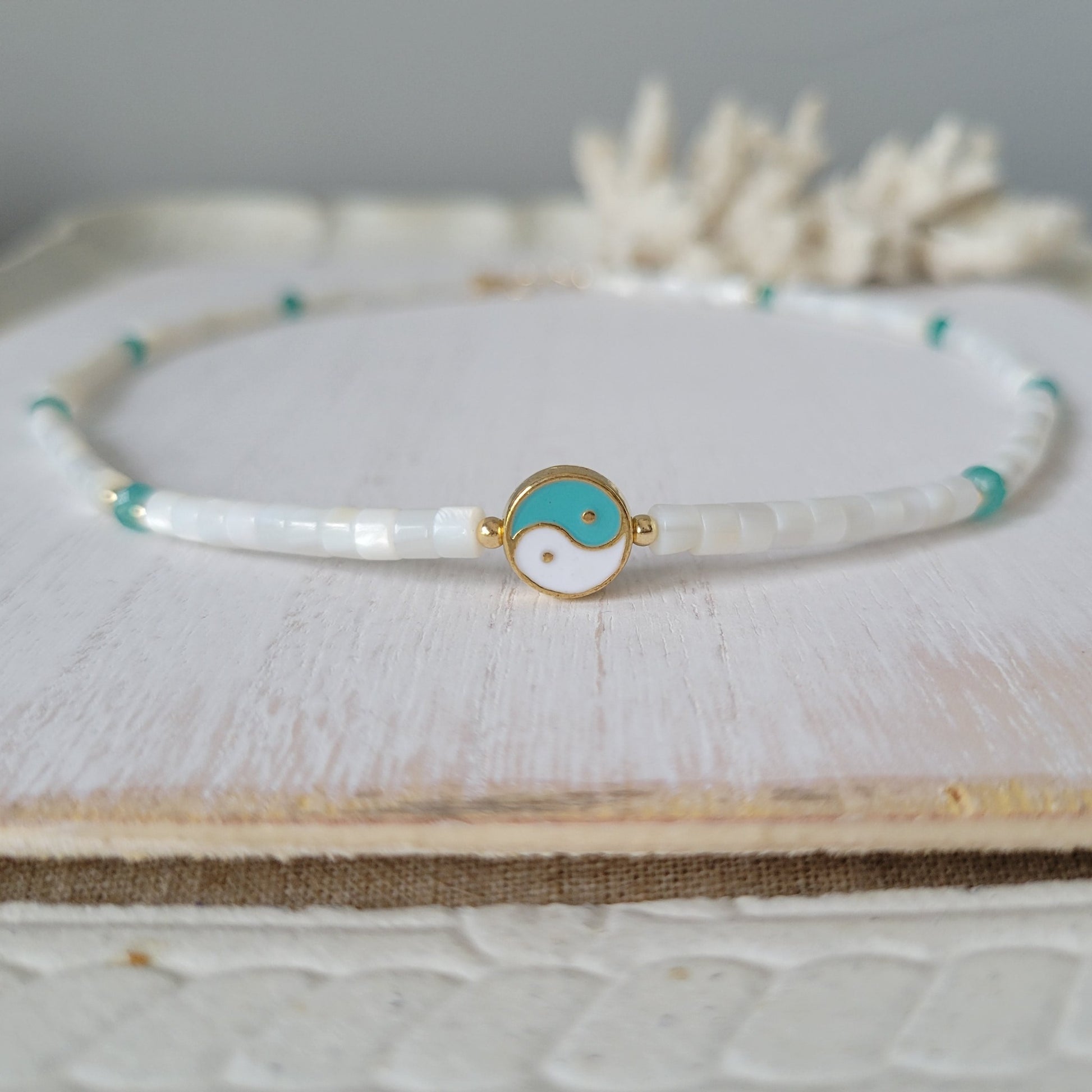 "Grommet" Heishi Shell & Crystal Girl's Surfer or Yin & Yang Necklaces - Multiple Colors Available