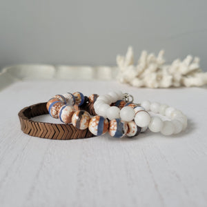 "Rustic White Waters"  Natural Stone Bead Bracelet Set - Mix n Match or Each