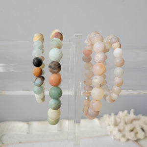 Mother and Daughter Matching Stone Bead Bracelet - Multiple Colors