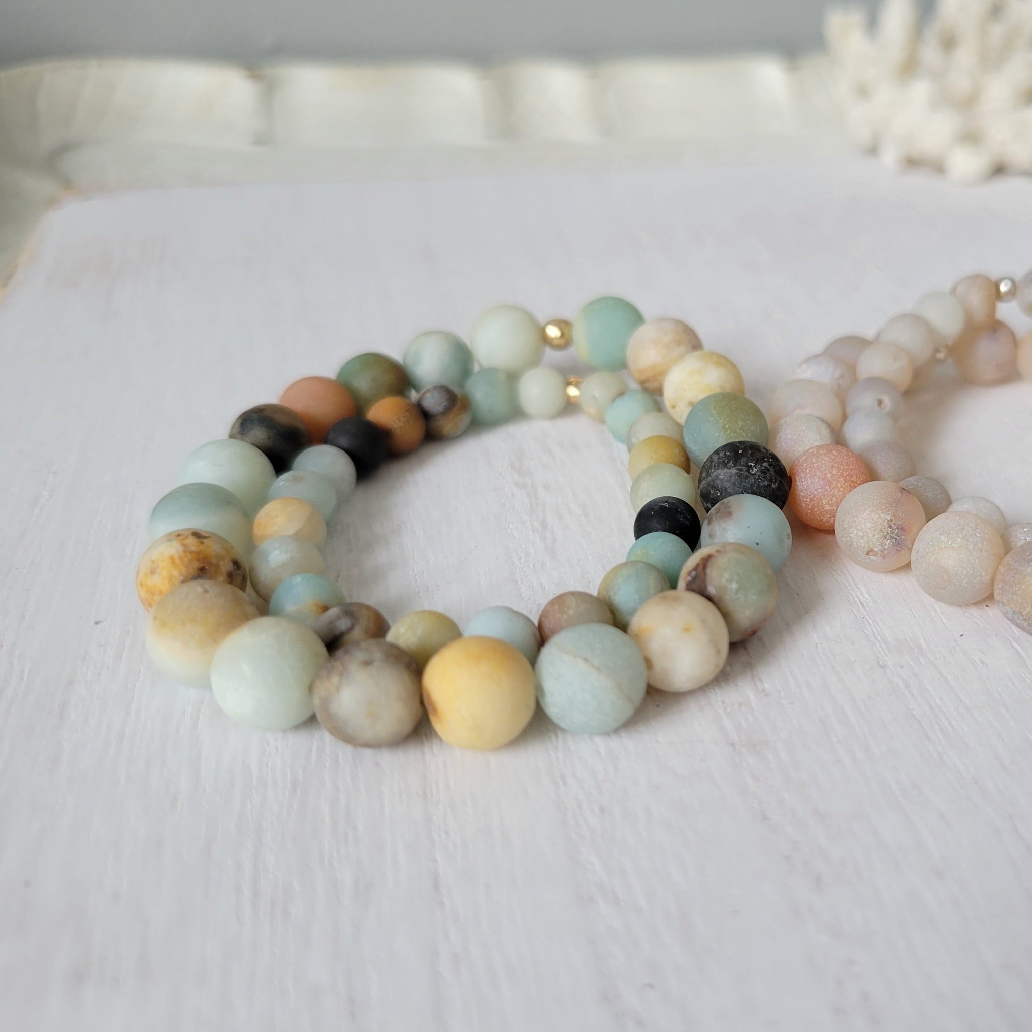 Mother and Daughter Matching Stone Bead Bracelet - Multiple Colors