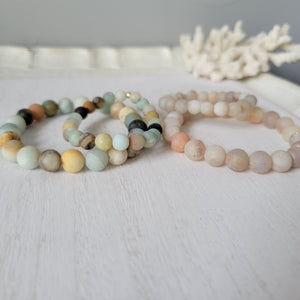 Mother and Daughter Matching Stone Bead Bracelet - Multiple Colors