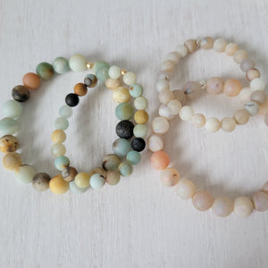 Mother and Daughter Matching Stone Bead Bracelet - Multiple Colors