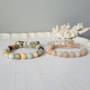 Mother and Daughter Matching Stone Bead Bracelet - Multiple Colors