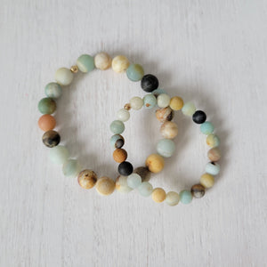 Mother and Daughter Matching Stone Bead Bracelet - Multiple Colors