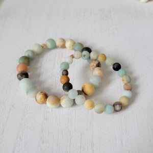 Mother and Daughter Matching Stone Bead Bracelet - Multiple Colors