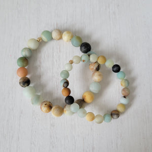 Mother and Daughter Matching Stone Bead Bracelet - Multiple Colors