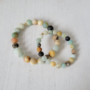 Mother and Daughter Matching Stone Bead Bracelet - Multiple Colors