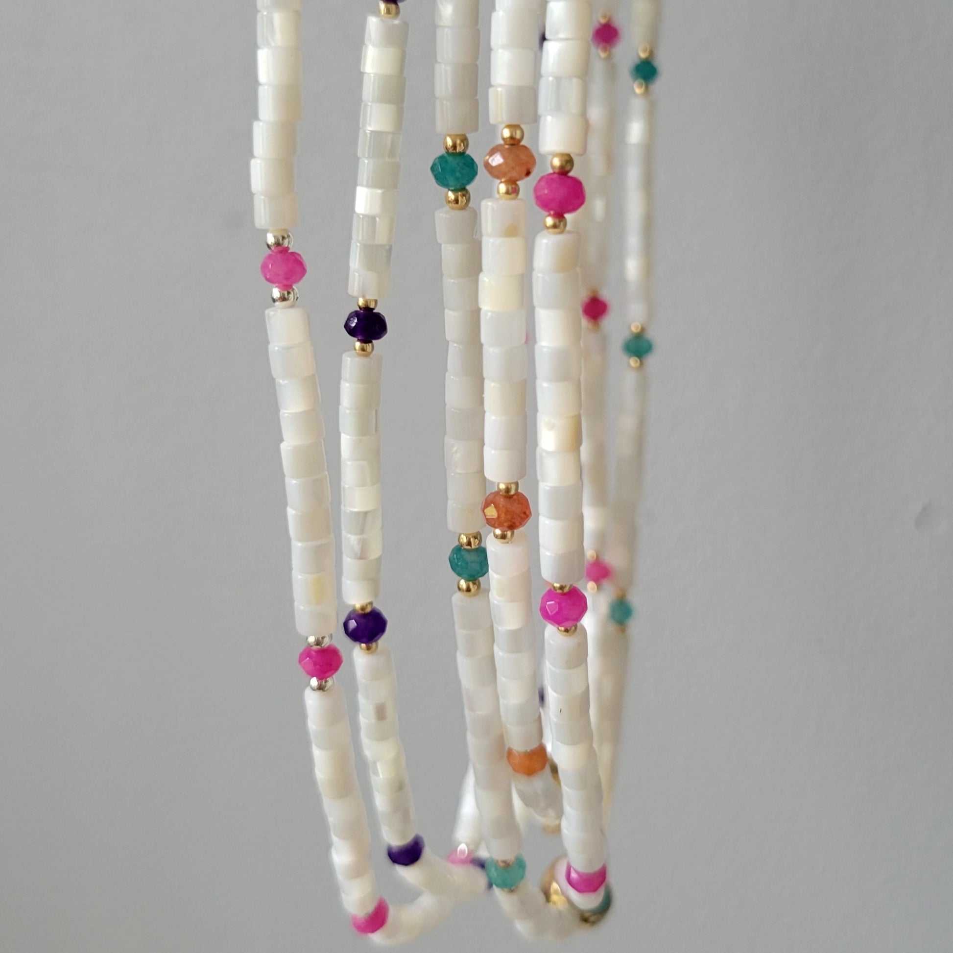 "Grommet" Heishi Shell & Crystal Girl's Surfer or Yin & Yang Necklaces - Multiple Colors Available