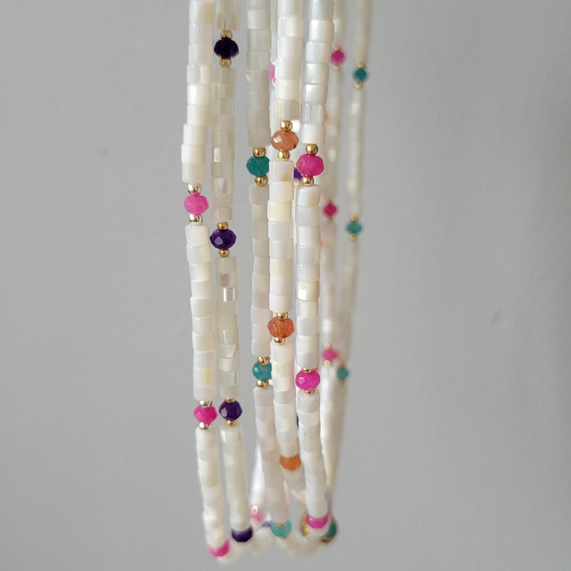 "Grommet" Heishi Shell & Crystal Girl's Surfer or Yin & Yang Necklaces - Multiple Colors Available