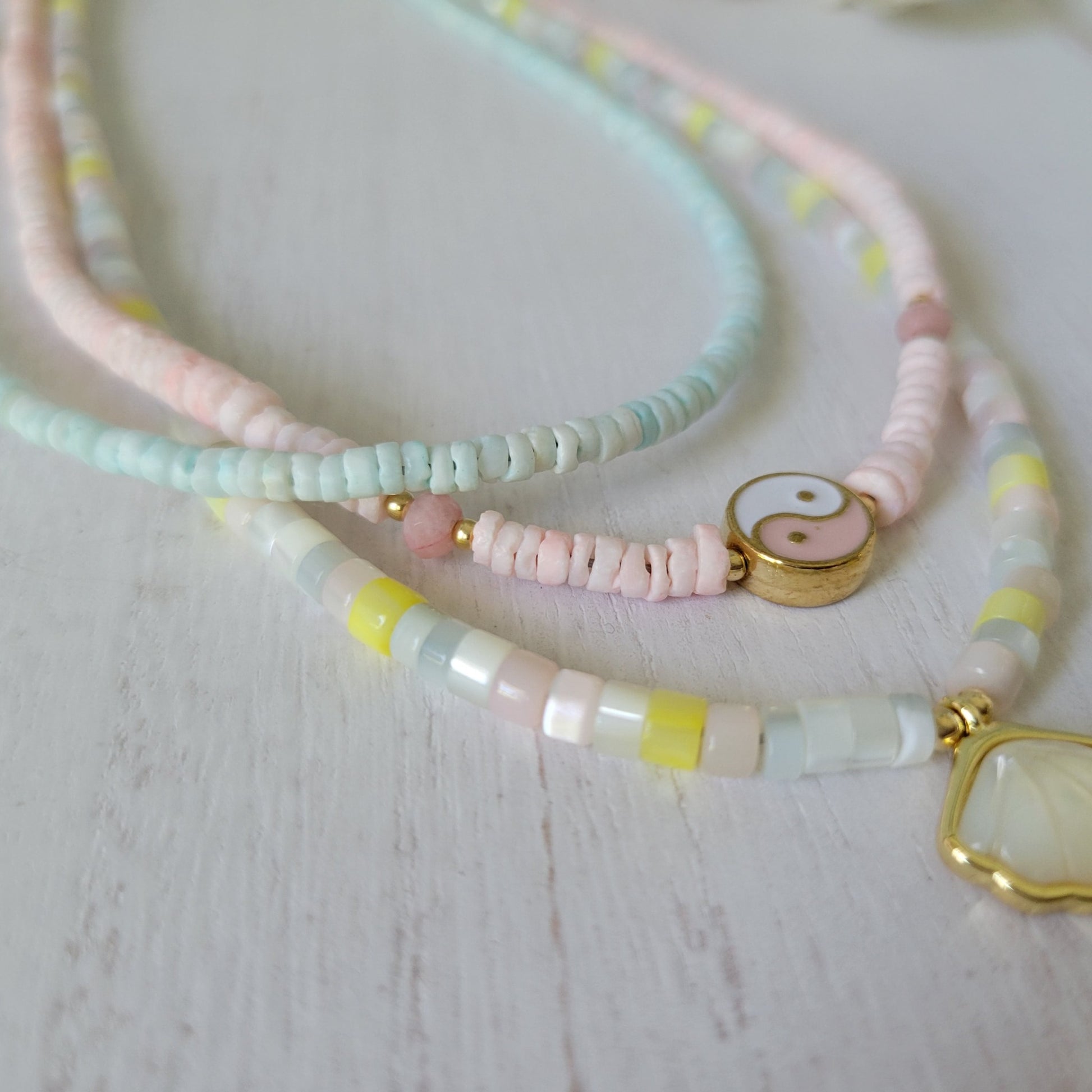"Grommet" Heishi Shell Girl's Surfer Necklaces - Multiple Styles Available