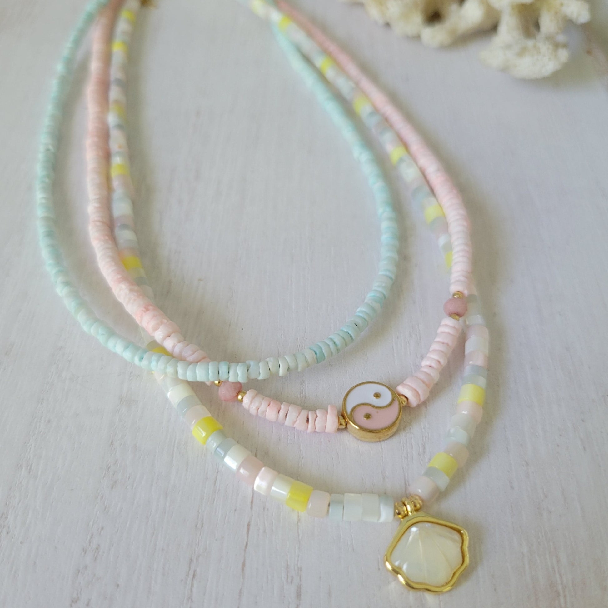 "Grommet" Heishi Shell Girl's Surfer Necklaces - Multiple Styles Available