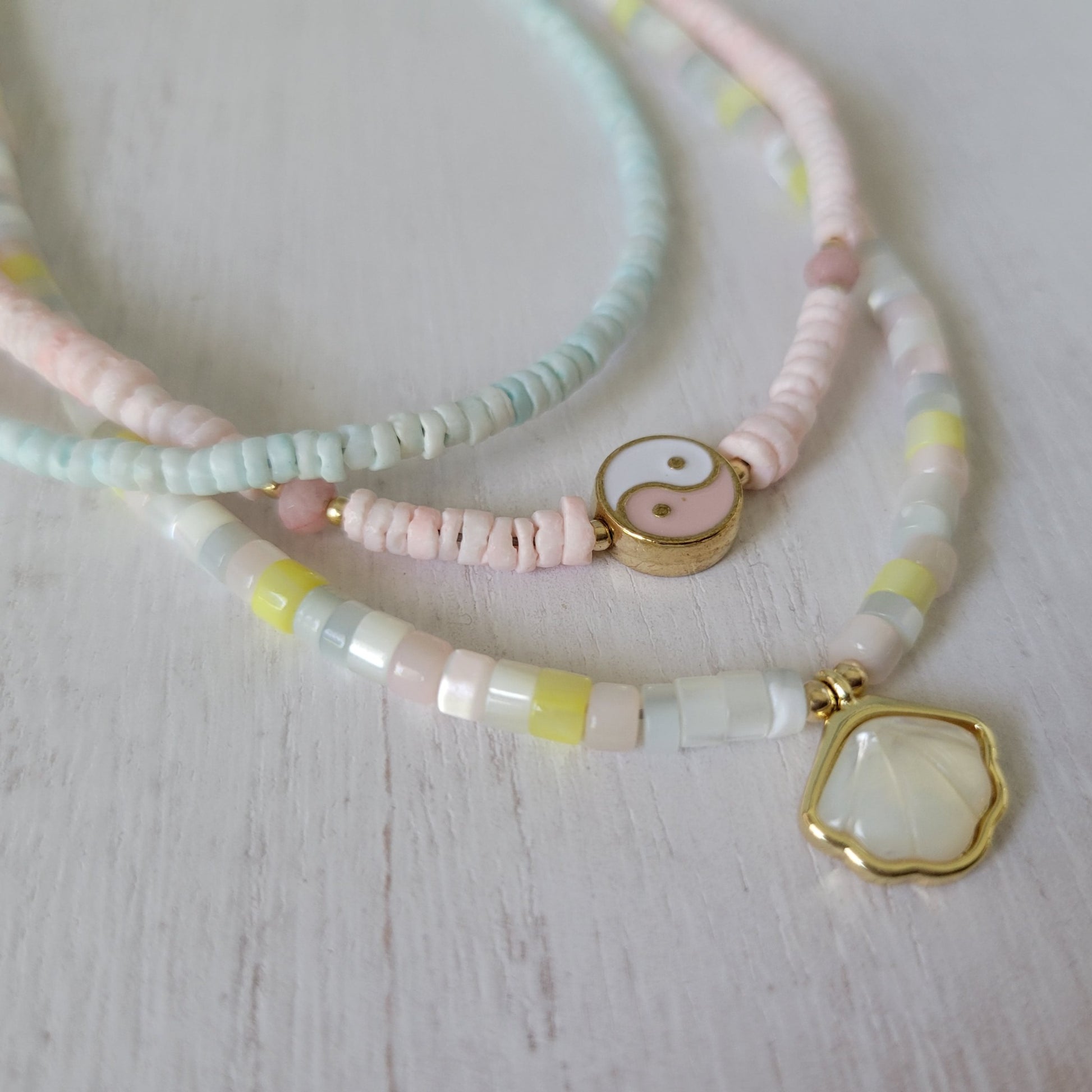 "Grommet" Heishi Shell Girl's Surfer Necklaces - Multiple Styles Available