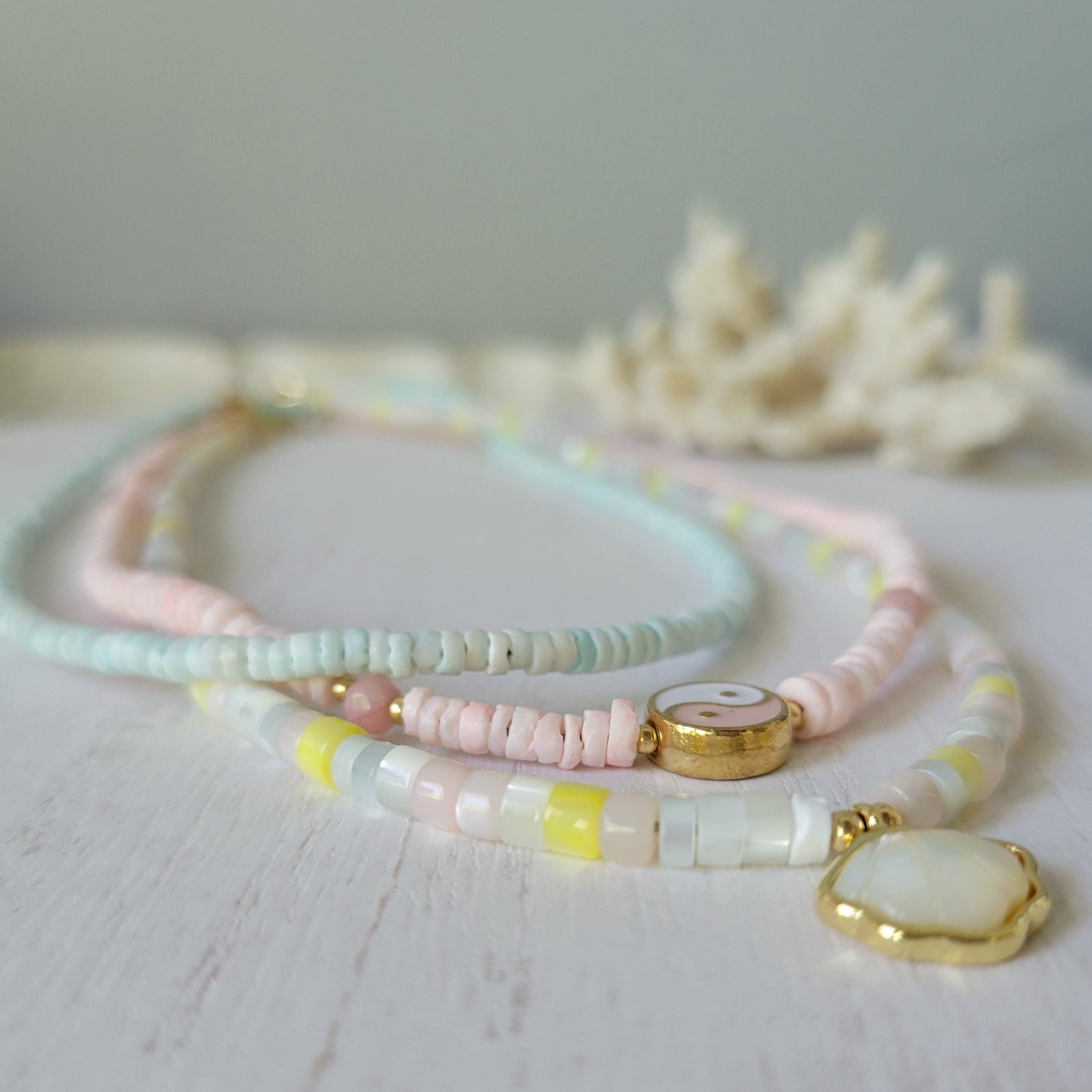 "Grommet" Heishi Shell Girl's Surfer Necklaces - Multiple Styles Available