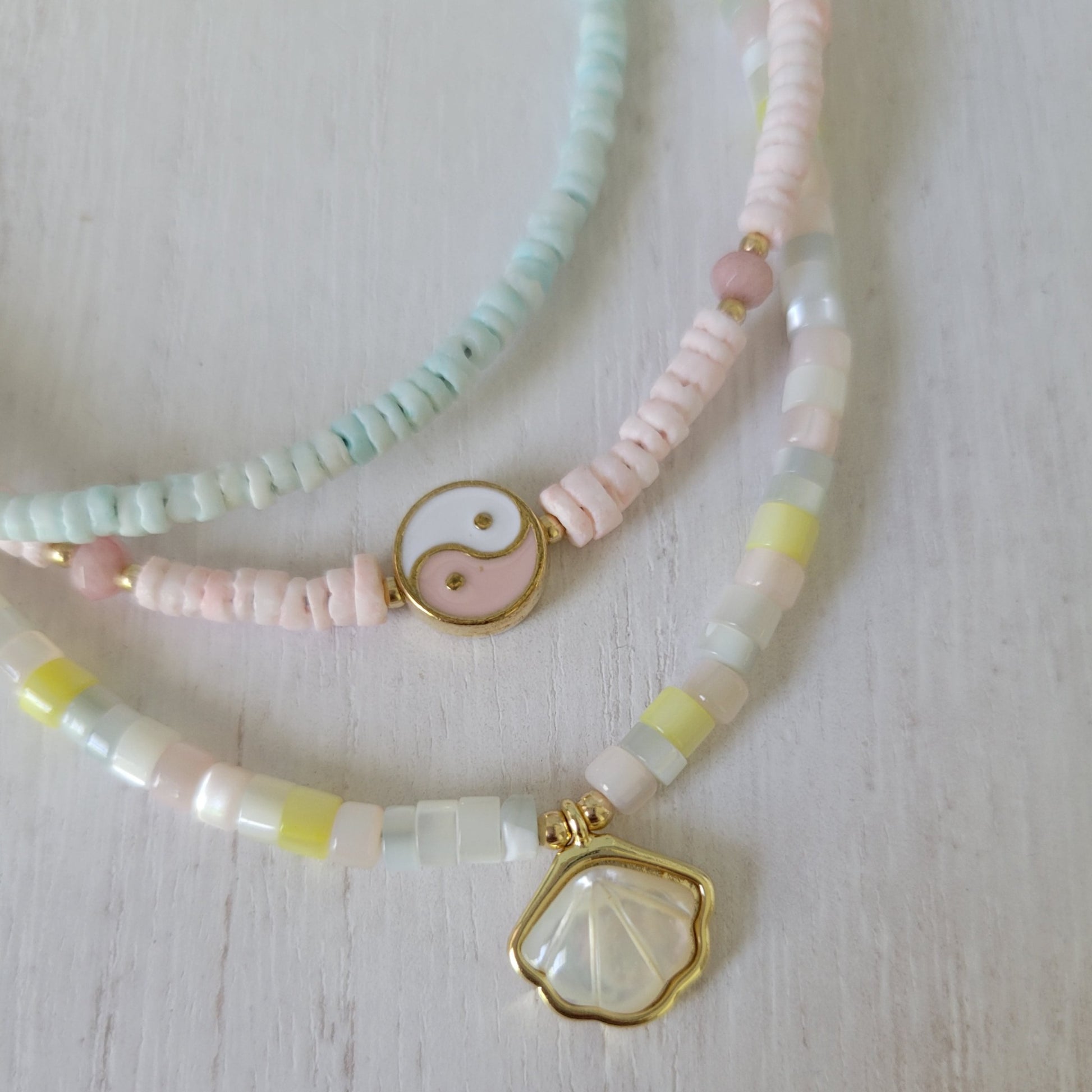 "Grommet" Heishi Shell Girl's Surfer Necklaces - Multiple Styles Available